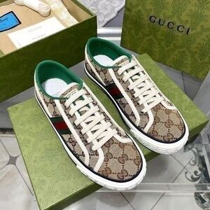 Gucci Canvas Sneakers with Green Accents